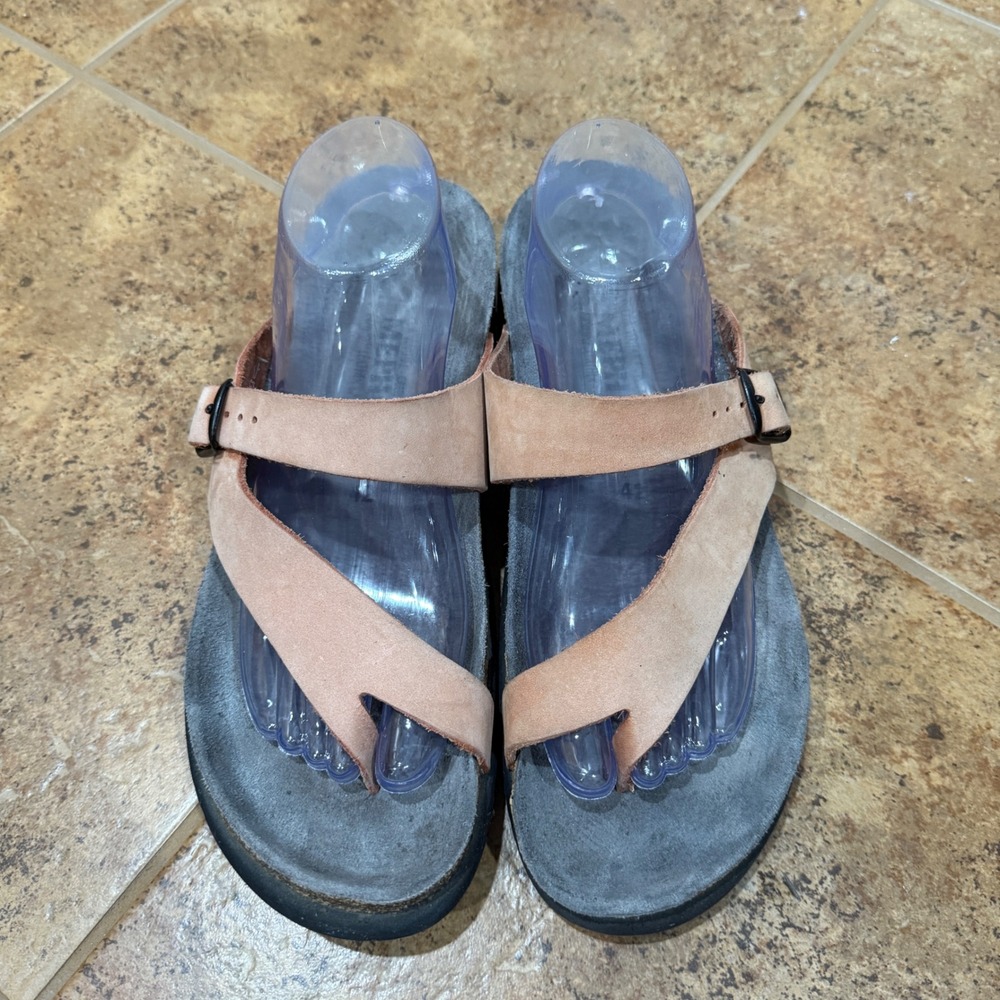 Mephisto Helen Leather Sandals Peach Size 42 US 12 Cork Slide Comfort Vacation - Picture 5 of 12